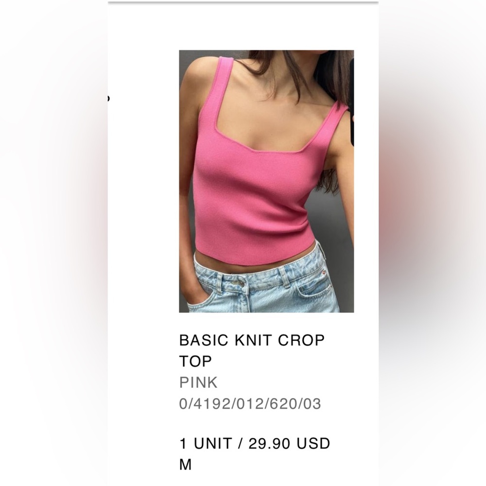 ZARA pink tank top BRAND NEW